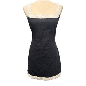 Abercrombie Linen Blend Contrast Trim Mini Dress Size S Tall ST Preppy Classic